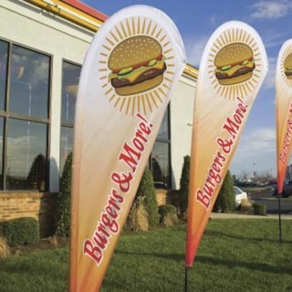 FEA013 - Custom Flutter Flag & Teardrop Banner for Restaurant