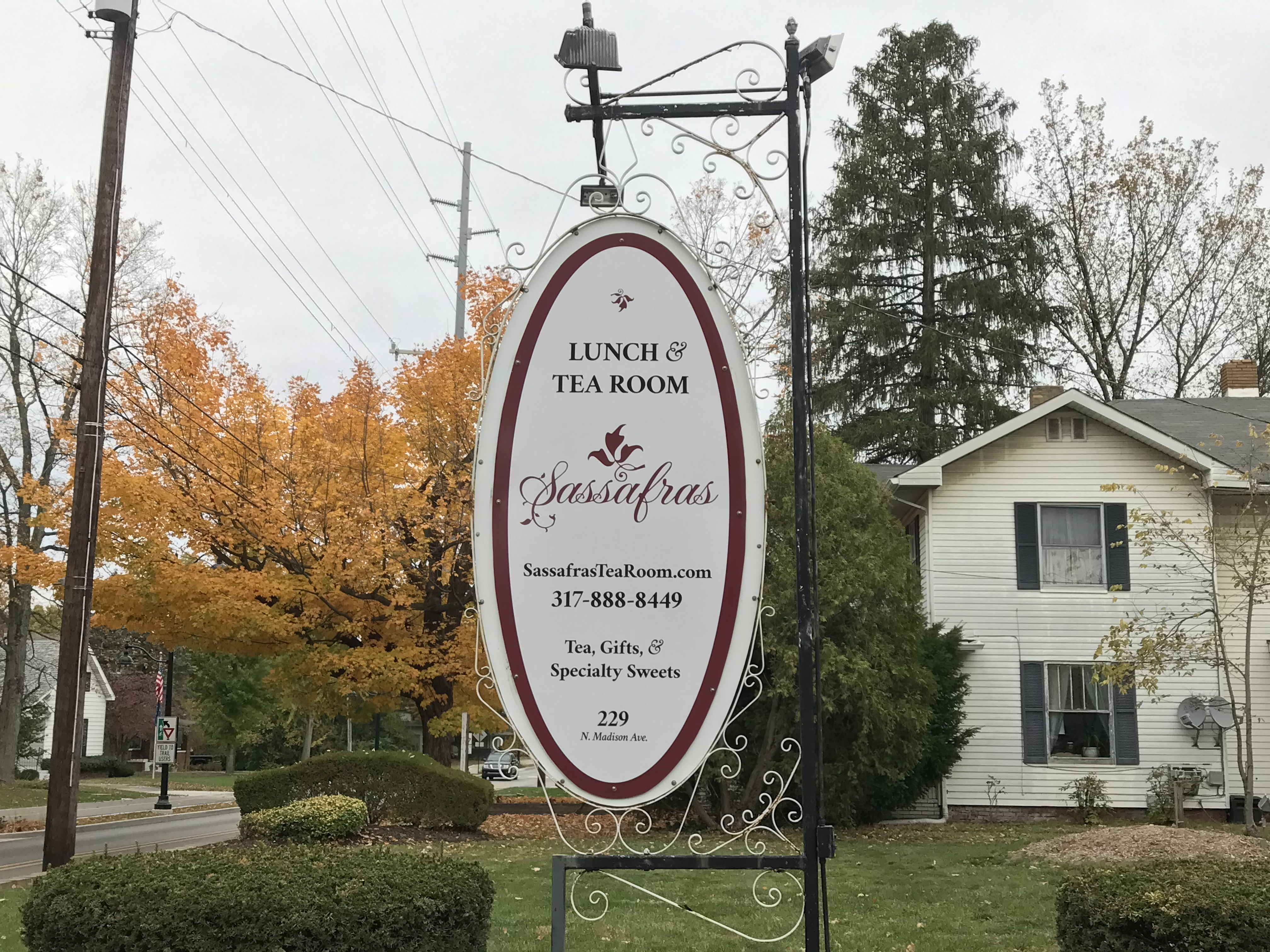 Metal Sign for Sassafras Tea Room in Greenwood IN