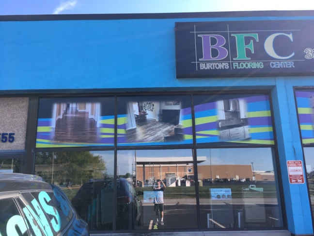 Window Graphics for Burtons Flooring Center in Franklin Indiana