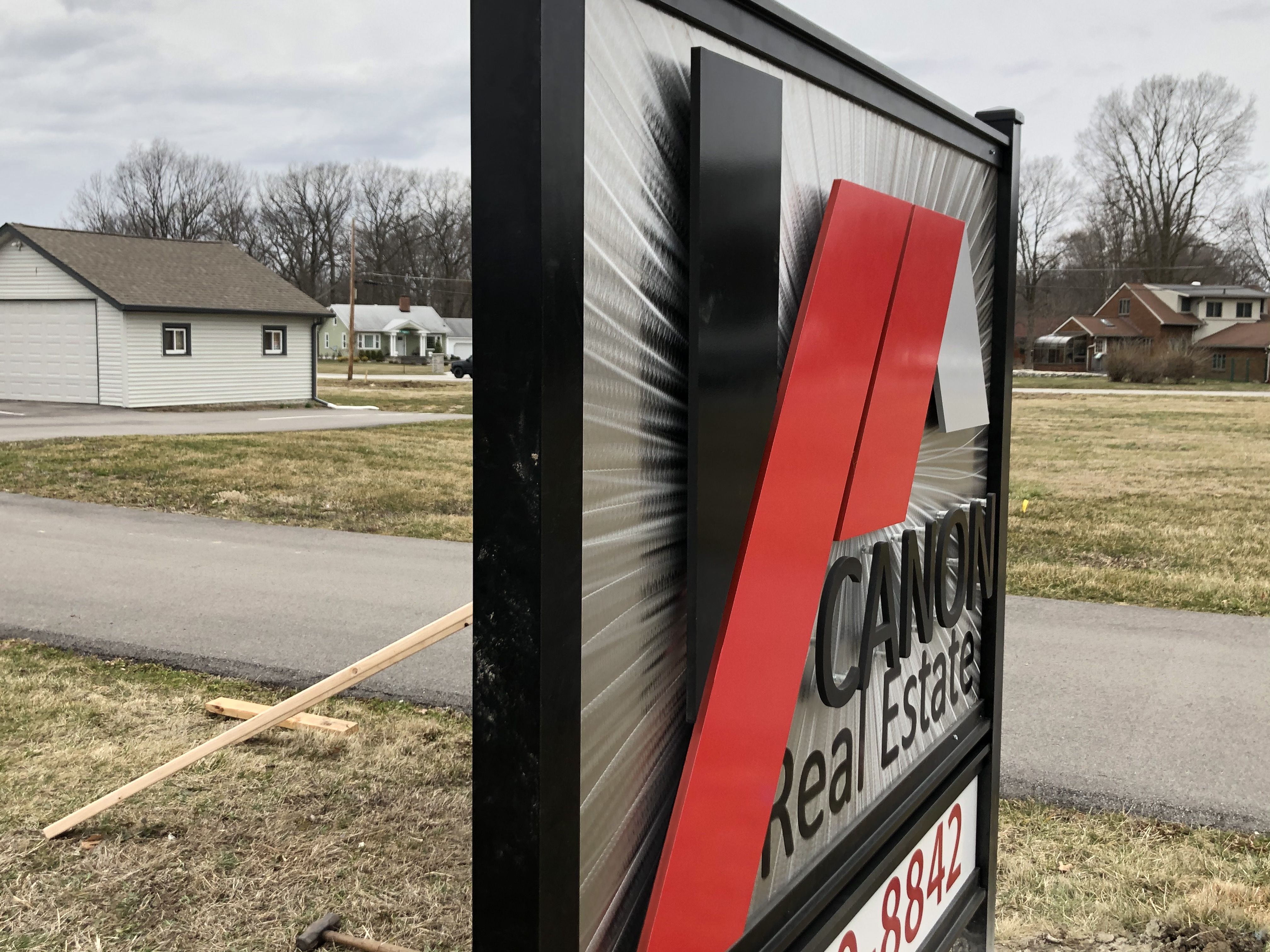 Post and Panel Sign for Canon Real Estate in Indianapolis,IN