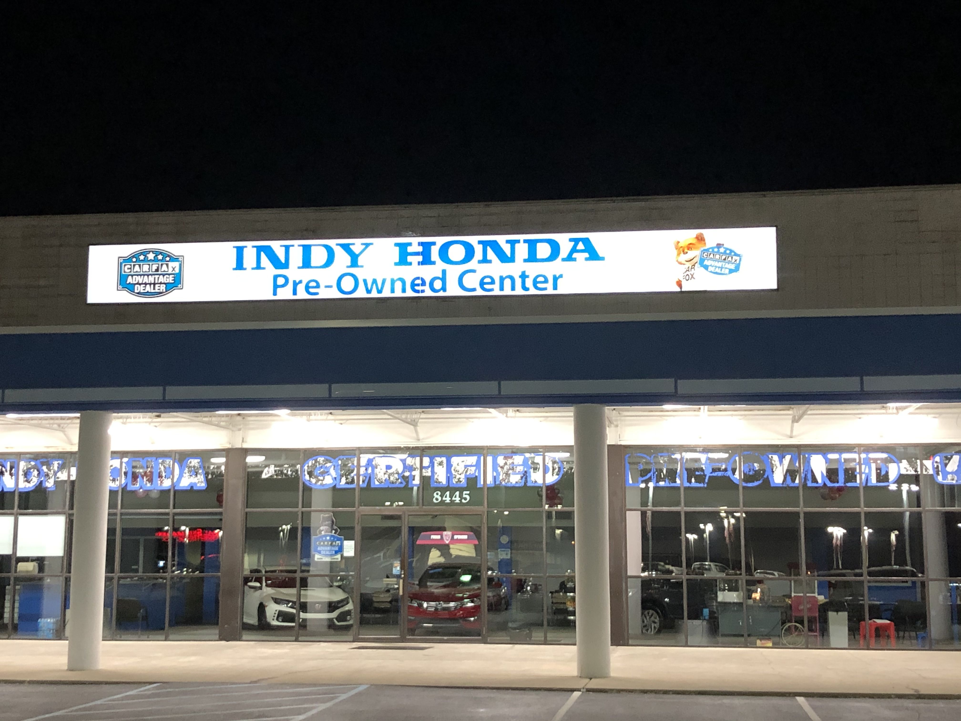 Cabinet Sign, Exterior Building Sign, Illuminated Sign, Lighted Sign for Indy Honda in Indianapolis