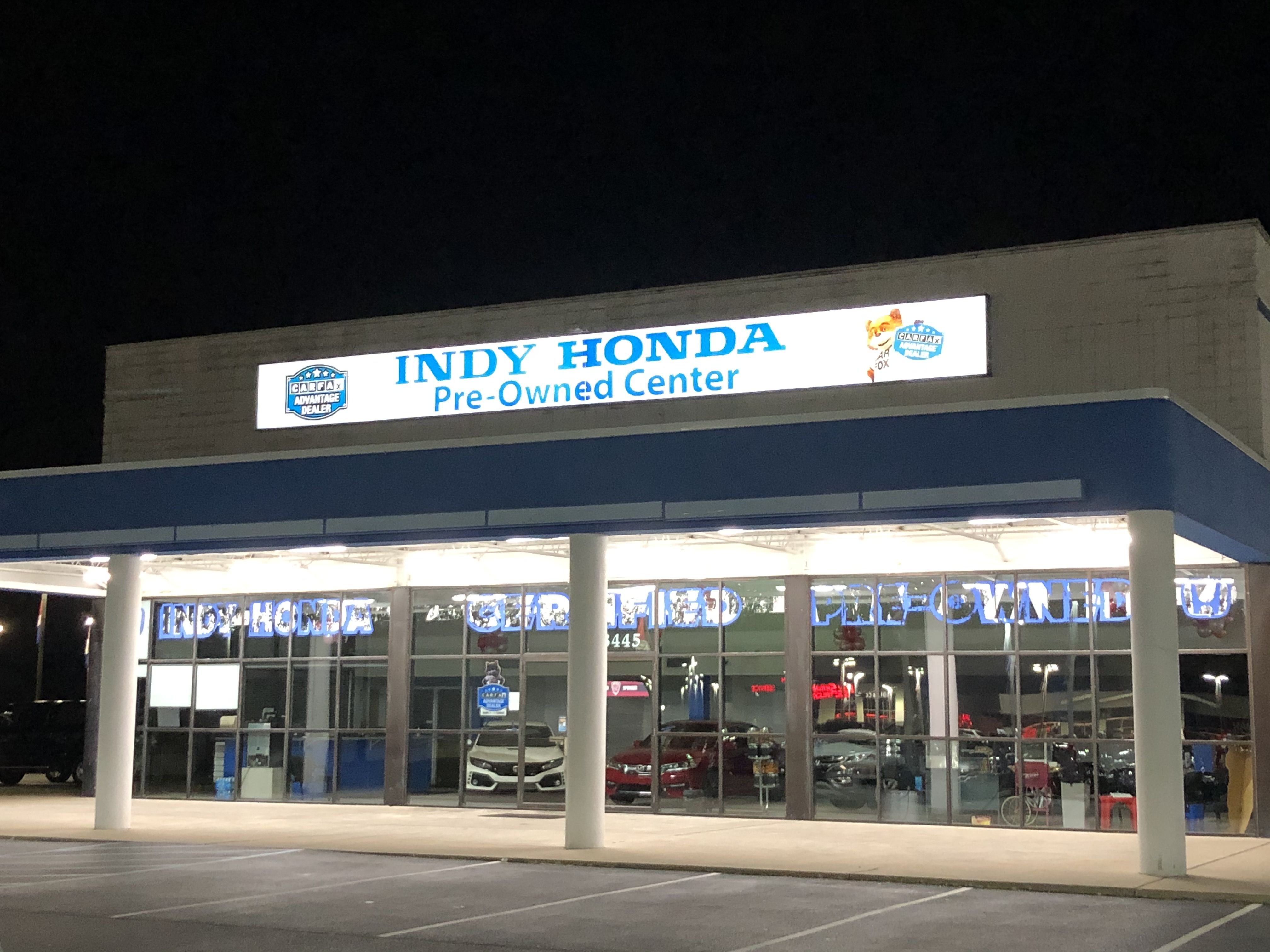 Cabinet Sign, Exterior Building Sign, Illuminated Sign, Lighted Sign for Indy Honda in Indianapolis