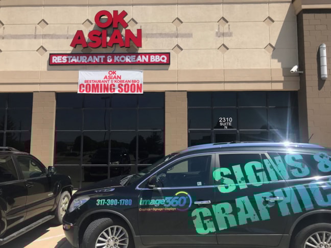 Illuminated Building Sign for OK Asian Restaurant in Indianapolis