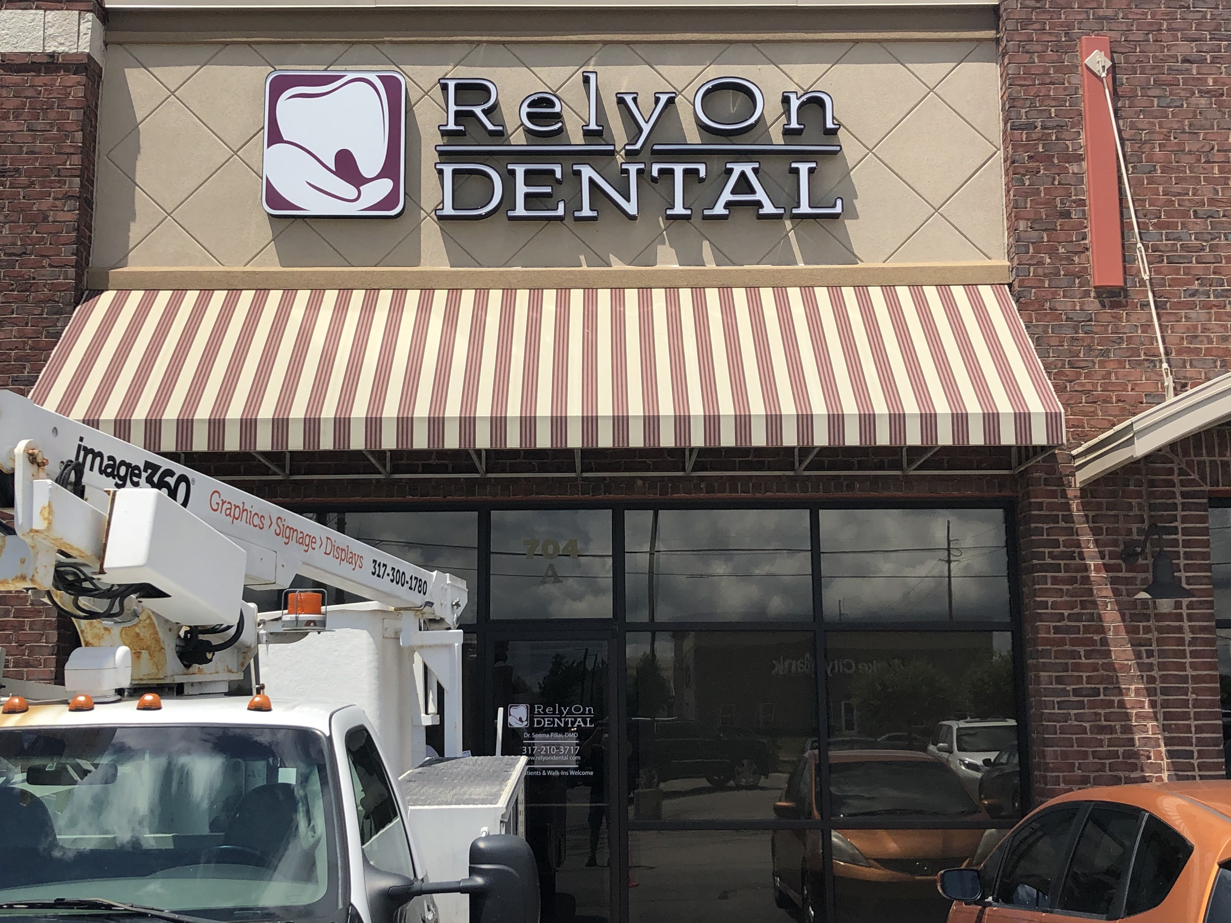Business Signs, Channel Letters, Exterior Building Signs for RelyOn Dental in Greenwood IN