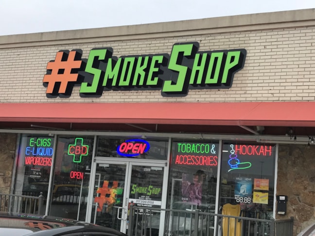 Building Sign, Channel Letters, Exterior Signs, Lighted Signs for Smoke Shop in Indianapolis IN