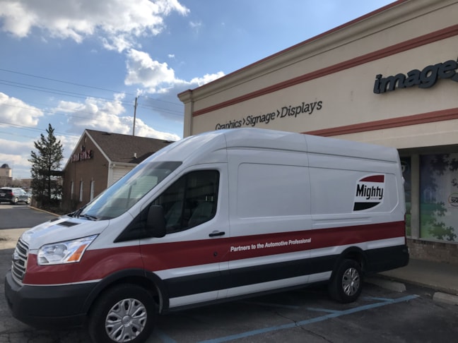 Partial Van Wrap for Mighty Auto Parts in Indianapolis IN