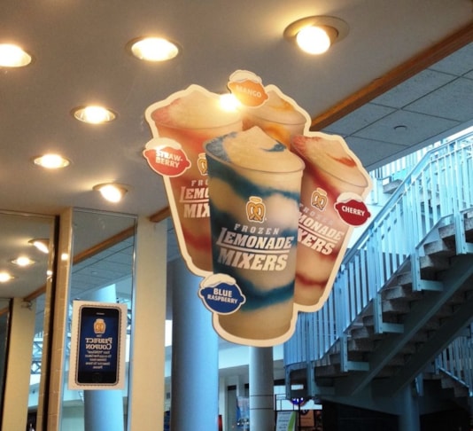 Digitally Printed Window Graphics is a most effective marketing tool for business owners. (Window Cling by Signs Now Cincinnati for Auntie Annes Pretzels, Tri-County Mall, Cincinnati, OH)