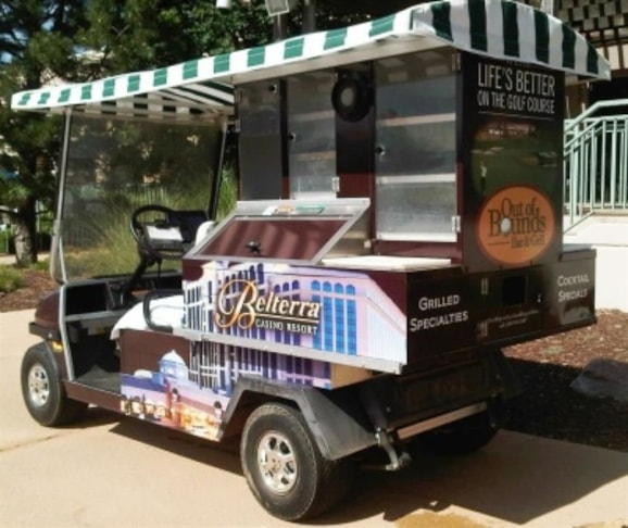 Wraps are great for any type of vehicle (Golf Cart Wrap by Signs Now Cincinnati for Belterra Casino Resort, Florence, IN)