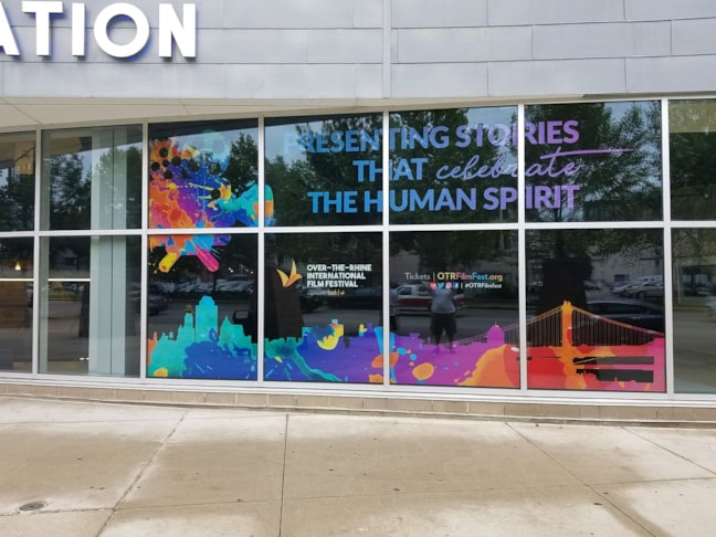 Temporary Window Decals for event promotion - OTR Film Festival Windows