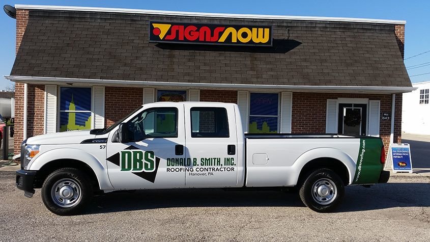 Signs Now Hanover has produced and installed a combination of graphics and partial wraps to help DBS Roofings fleet of trucks stand out.