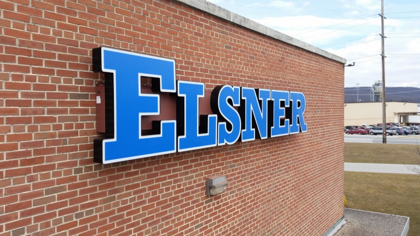 Lighted channel letters installed for Elsner Engineering