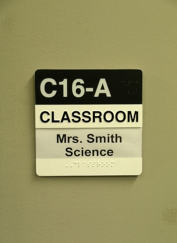 ADA and Wayfinding custom classroom sign
