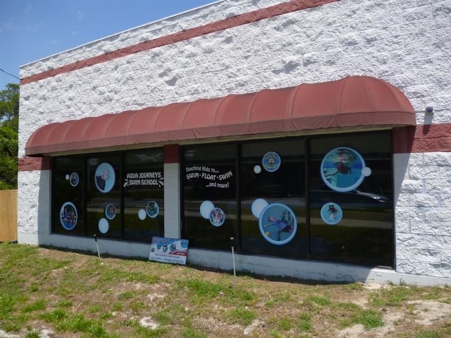 Digital window covering on Local business