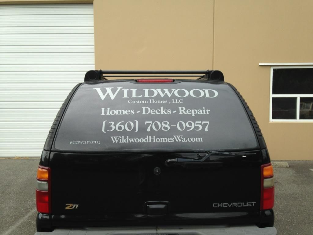  - Vehicle Graphics - Vehicle Window Graphics - Wildwood Custom Homes - Anacortes, WA