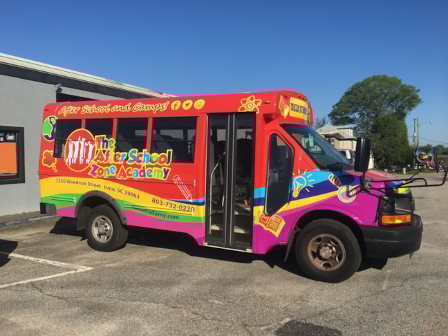 After School Zone Academy Bus Wrap