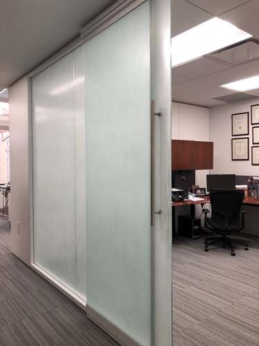 Interior Striped Frosted Window Film for Valencia Endodontics in Kansas City, Missouri