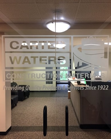 Frosted Door Graphic for Carter-Waters in Overland Park, Kansas