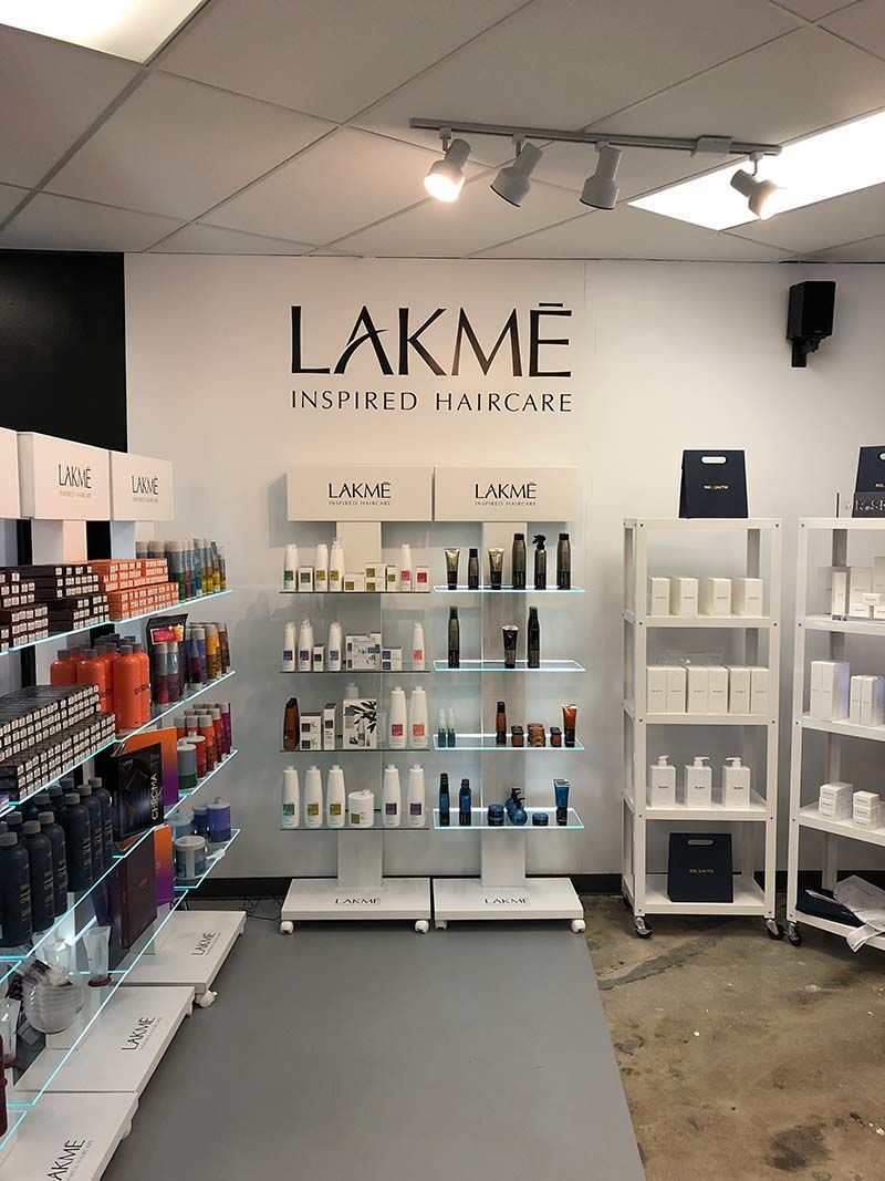 Interior Cut Black Vinyl Lakme Wall Graphic for Modern Salon in Kansas City, Missouri