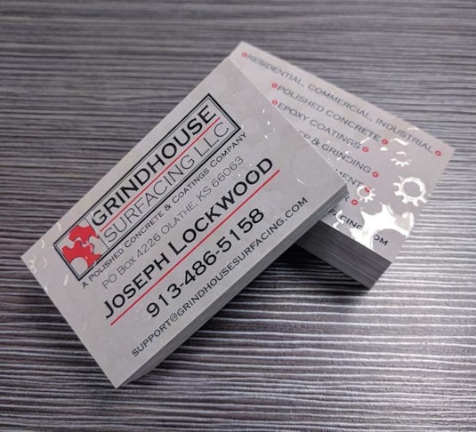 Double-sided Full-color Spot UV Business Cards for Grindhouse Surfacing