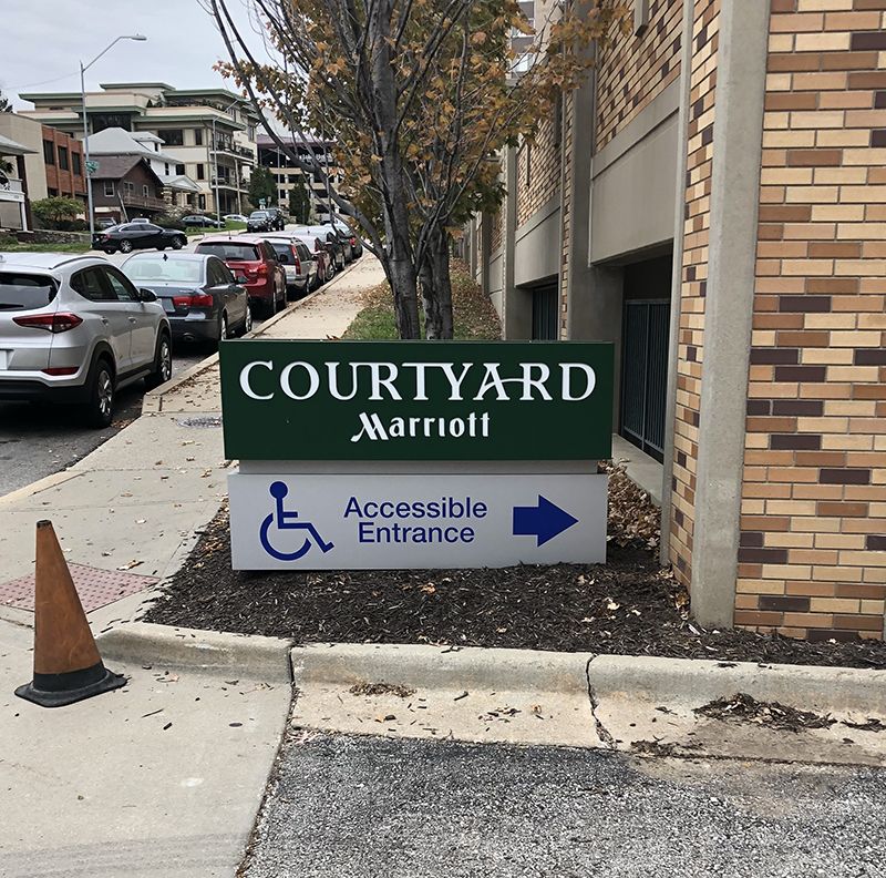 Exterior Cut Vinyl ADA Lettering and Decal for KC Marriott Country Club Plaza in Kansas City, Missouri