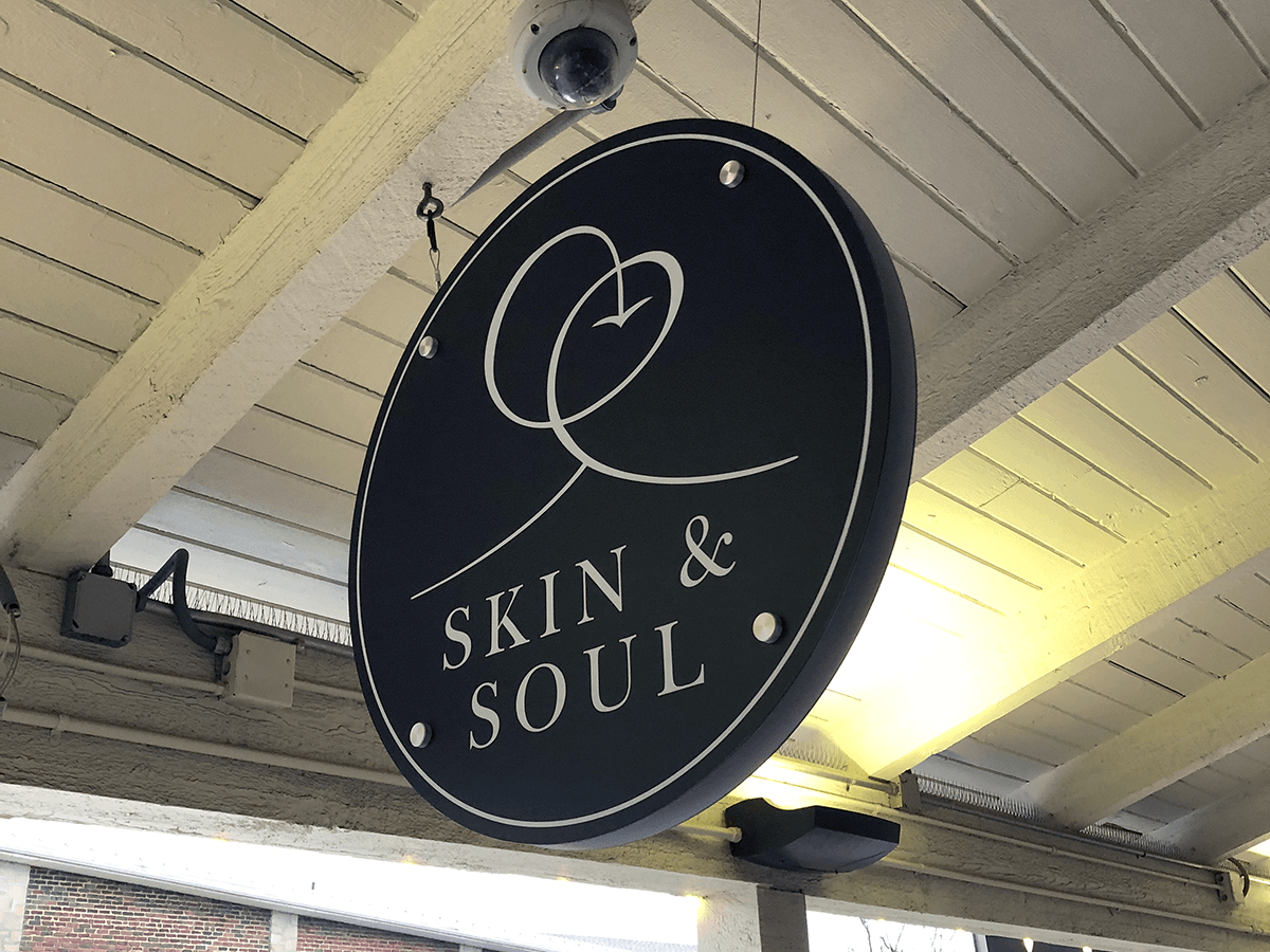 Exterior Double Sided Wayfinding Sign for Ananda Skin & Soul in Kansas City, Missouri