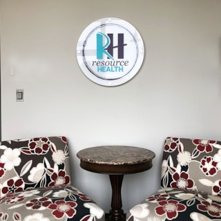 Interior Acrylic Lobby Sign with 2nd Surface Vinyl and Dimensional Lettering for Resource Health in Lee