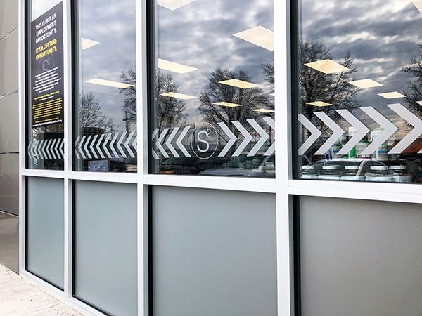 Exterior Frosted Etched Vinyl for Window Glass and Door for Supplement Superstore in North Kansas City, Missouri