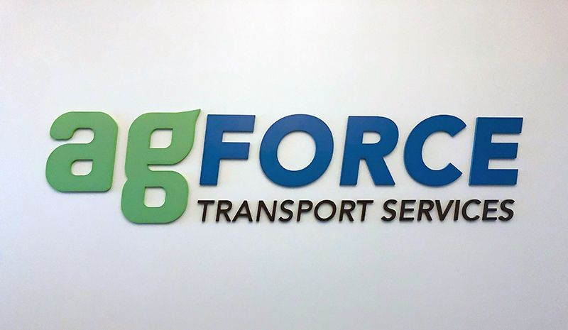 Custom Painted Acrylic Dimensional Letters for Agforce Transport Services in Leawood, Kansas