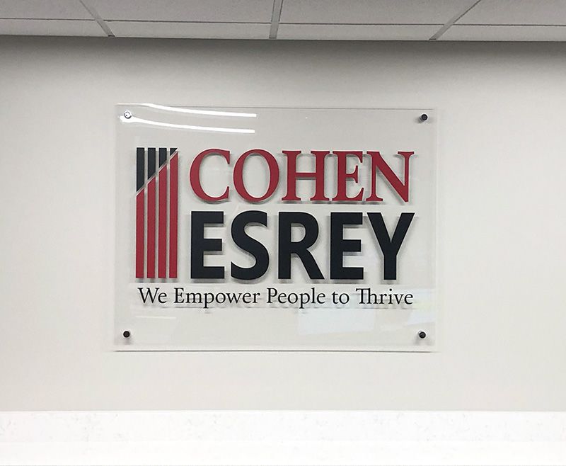 Interior Clear Acrylic with Vinyl Sign with Brushed Silver Standoffs