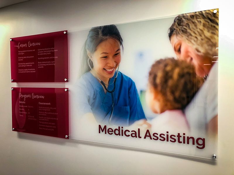 Interior Acrylic Sign with Standoffs for Concorde Career College in Kansas City, Missouri
