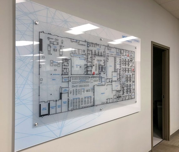 Interior Layered Acrylic Directional Map for Smiths Interconnect in Kansas City, Kansas