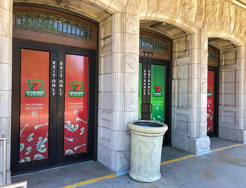 Exterior Full Color Perforated Window Vinyl for 7th Street Casino in Kansas City, Kansas