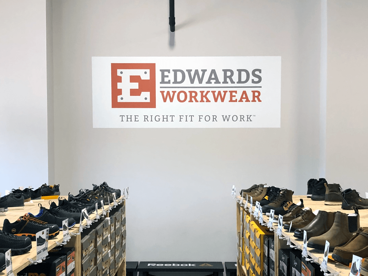 Interior Wall Logo Vinyl for E. Edwards Workwear in Independence, Missouri