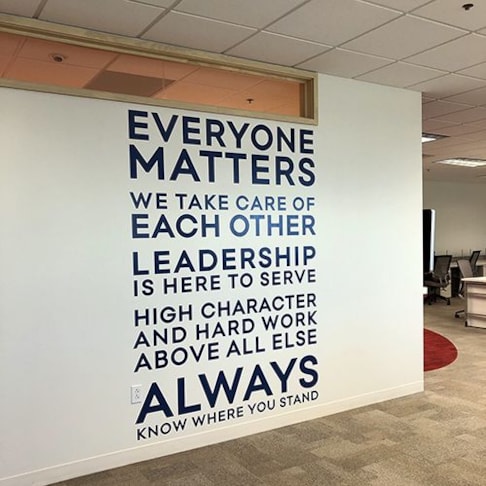 Interior Wall Vinyl Lettering Installation for Insight Global in Kansas City, Missouri