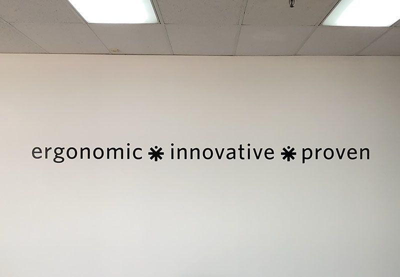 Interior Cut Black Vinyl Wall Graphic for Medical Positioning Inc. in Kansas City, Kansas