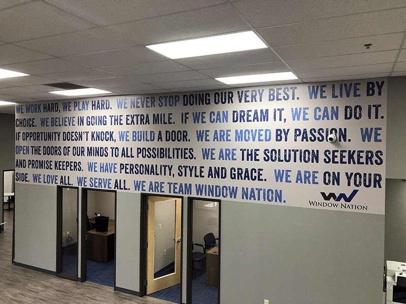 Interior Wall Mural Graphic for Window Nation in Lenexa, Kansas