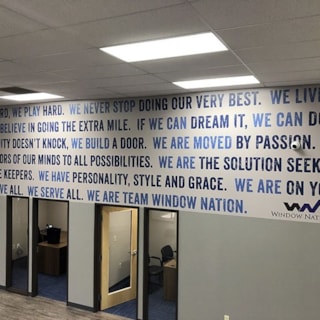 Interior Wall Mural Graphic for Window Nation in Lenexa, Kansas
