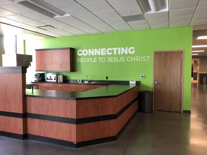 Interior Cut Vinyl Wall Graphic for Woods Chapel Church in Lee