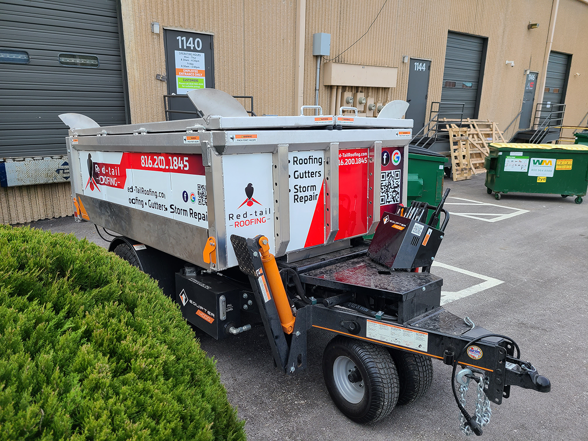Custom Equipment Wrap for Red Tail Roofing in Gladstone, Missouri