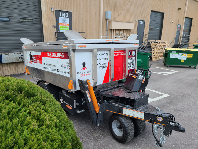 Custom Equipment Wrap for Red Tail Roofing in Gladstone, Missouri