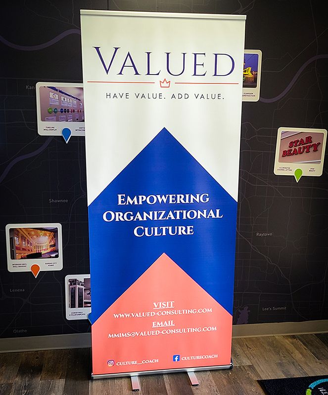 Retractable Banner Stand for Valued Consulting in Kansas City, Missouri