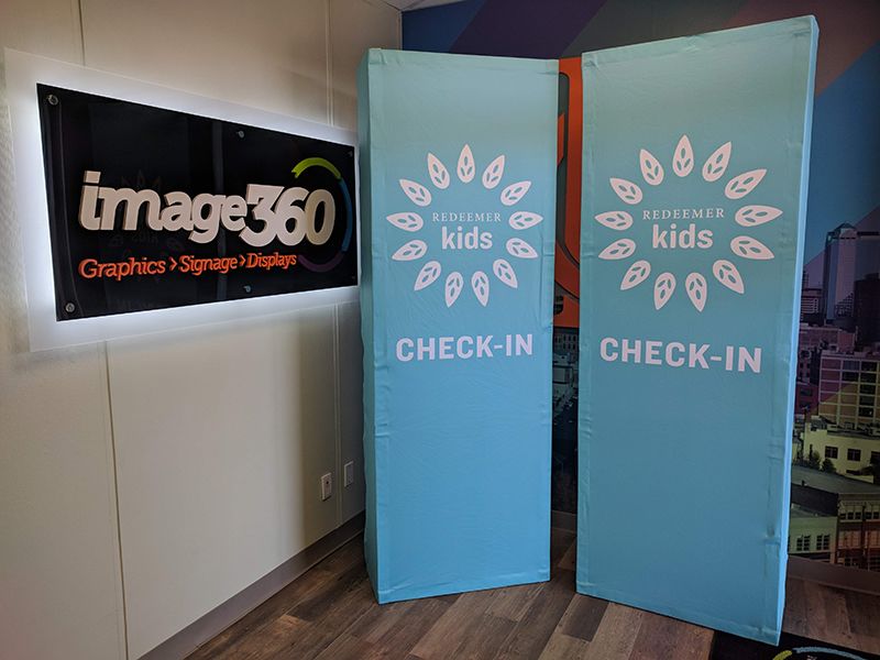 Tension Fabric Display for Redeemer Fellowship in Overland Park, Kansas 