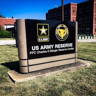 New Dimensional Signage Panels for an Existing Monument Sign for the Charles D Barger Reserve Center in Kansas City, Missouri