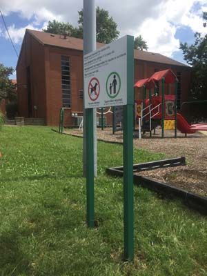 Exterior Aluminum Playground Post and Panel Sign for Northeast Community Center in Kansas City, Missouri