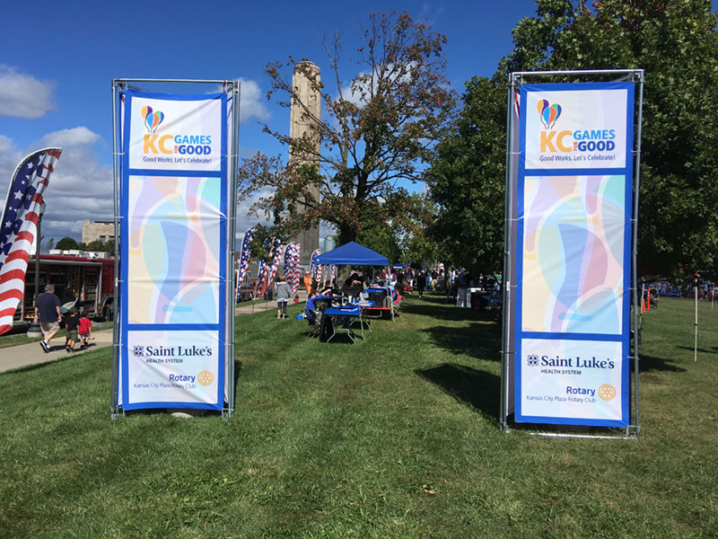 Vinyl Banners with Grommets for the Plaza Rotary Club for the 2017 KC Games for Good Event in Kansas City, Missouri