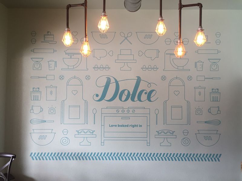 Cut Vinyl Wall Graphic for Dolce Bakery in Prairie Village, Kansas