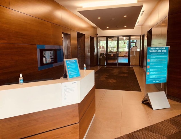 Social Distancing Signs and Graphics for Office Building Lobby