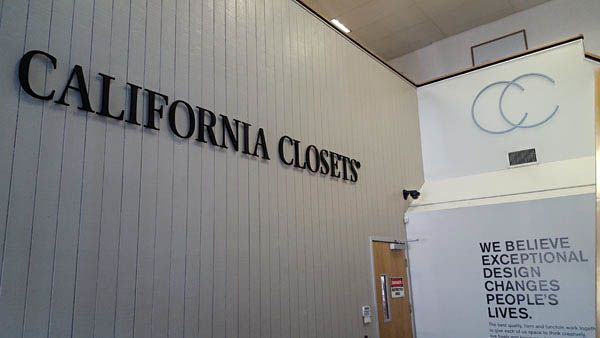 California Closets CA Dimensional Wall Graphics Stud Mount MedEx MDF Sign Installation Silver Viny