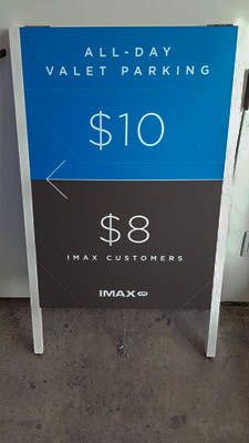 Imprint Imax digital print sidewalk sign aframe a frame parking double sided