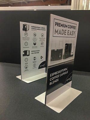 Vittoria Ease Desktop sign custom digital print decal foot double sided cnc acrylic